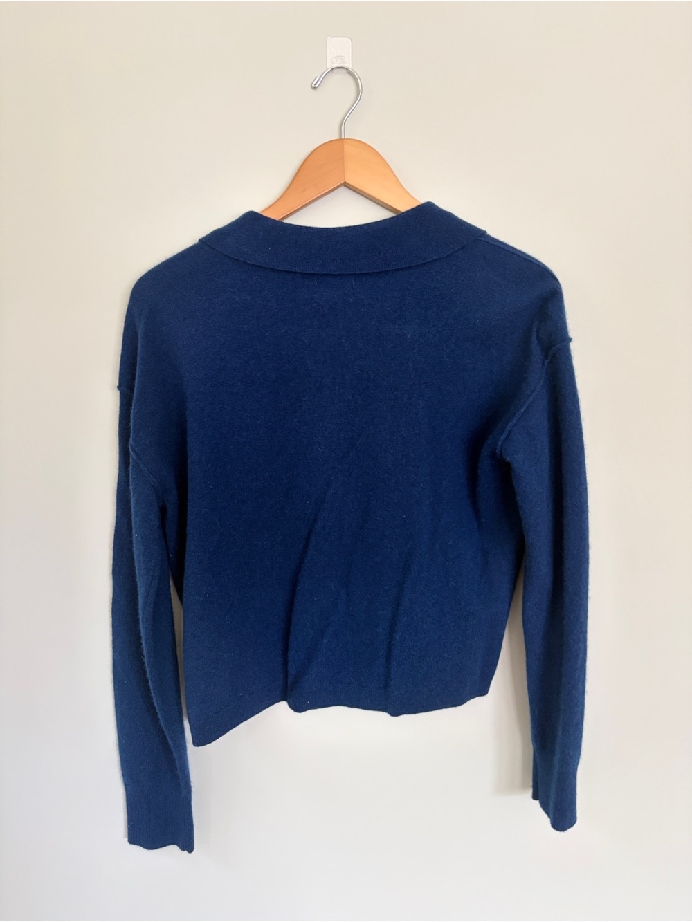 Pilcro Jensen Cashmere Navy Polo Crop Sweater - Picture 2 of 4